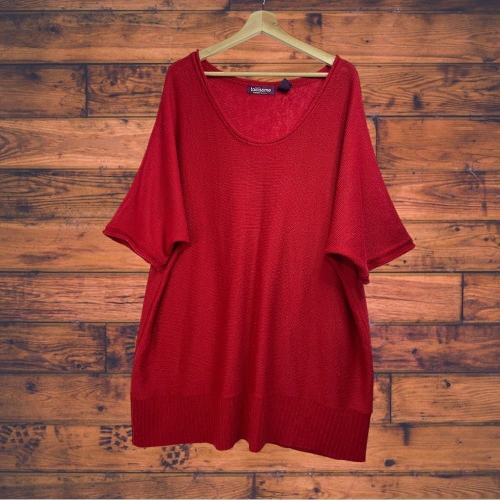 5‎ for $25🔥Taillissime Red Short Sleeve Tunic T-Shirt 2X